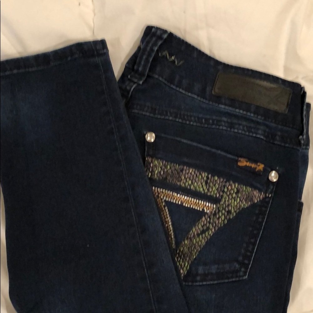 7 For All Mankind Dark Blue Skinny Leggings EUC 28